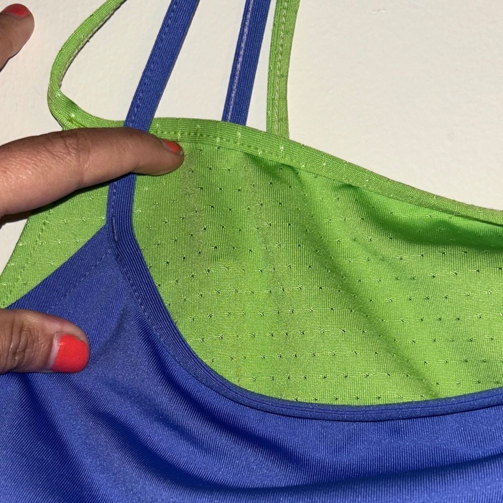 🎀 Vintage 🎀 90s Target Purple and Green Layered Spaghetti Strap Tank Top Medium - Picture 5 of 8